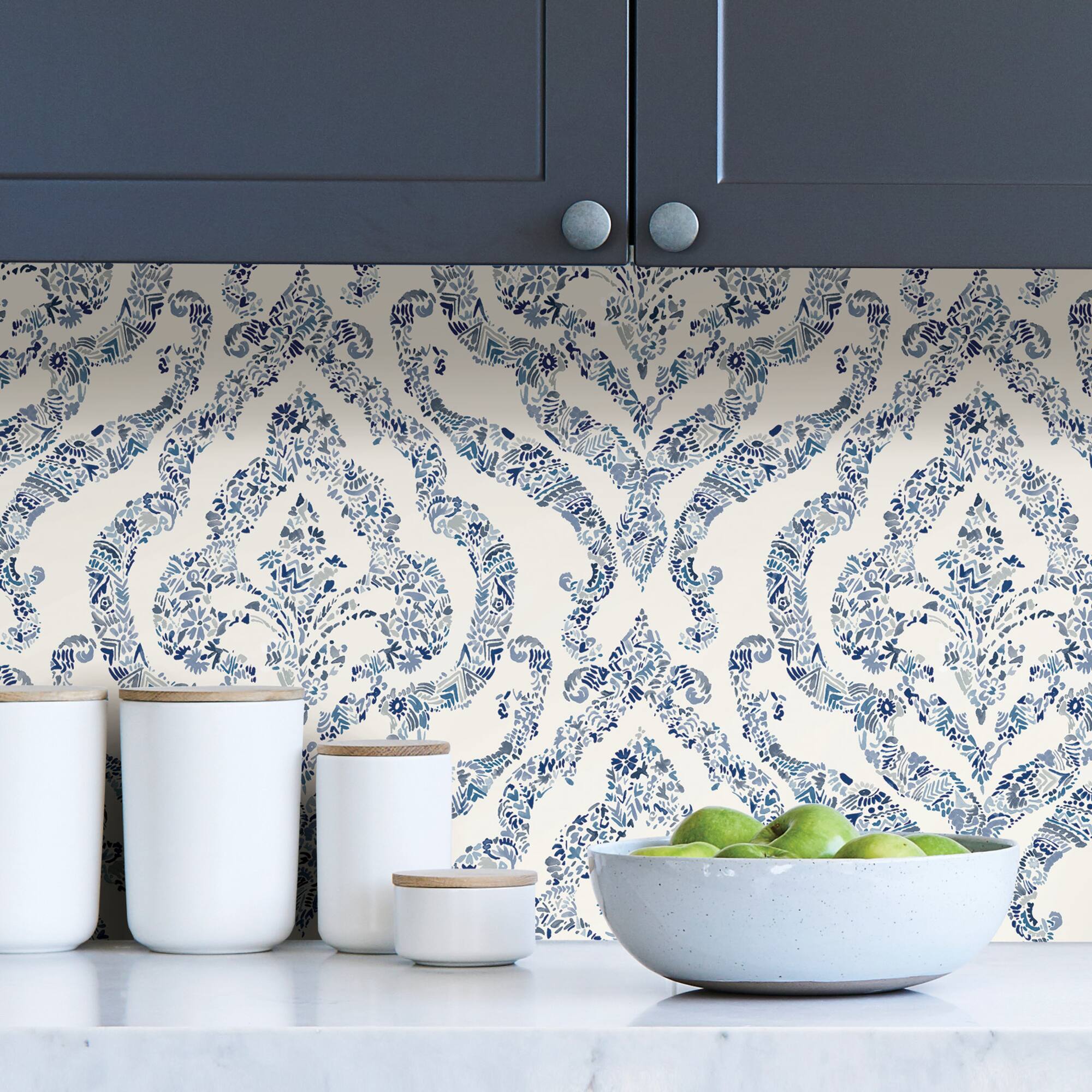 NuWallpaper Blue Guildford Peel & Stick Wallpaper